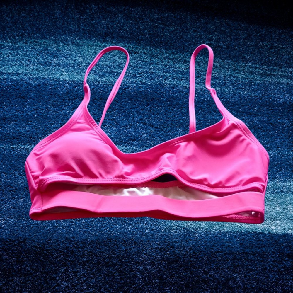 HOT PINK PEEK A BOO BRALETTE BIKINI TOP    SIZE S